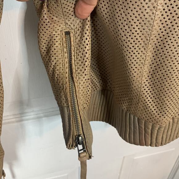 Bano eeMee Women’s Leather Tan Canadian Made Mesh Moto Jacket Size 4 - Picture 10 of 10